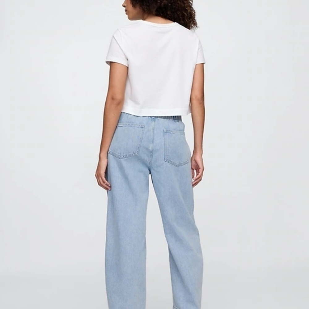 Mid Rise SuperSoft Pull-On Barrel Jeans - Picture 2 of 5